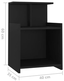Noptiere, 2 buc., negru, 40x35x60 cm, PAL 2, Negru
