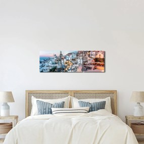 Tablou - Amurg în Santorini (cu ceas) (90x30 cm)