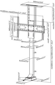 Suport de podea pentru televizor MK FLORIA MKF-19DM648 37-65" negru + telecomandă