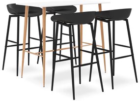 Set mobilier de bar, 5 piese, alb si negru Alb si negru, 5