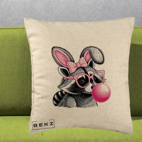 Perna Decorativa Raton cu Urechi de Iepure si Guma de Mestecat, 40x40 cm, Bej, Husa Detasabila, Perna Inclusa, BEKZ®