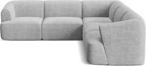 Colțar gri deschis cu tapițerie din catifea reiată Campi – Cosmopolitan Design