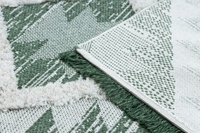 Covor ECO SISAL BOHO MOROC Caro 22312 franjuri - două niveluri de lână verde / cremă, covor reciclat