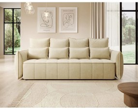 Canapea bej extensibilă/cu spațiu de depozitare cu tapițerie din catifea 242 cm Weltton – ELTAP