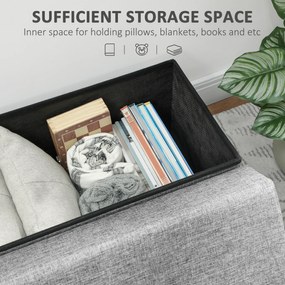 HOMCOM Bancă Pliabilă cu Spătar și Compartiment de 77L, Acoperire din Țesătură, 76x50x73 cm, Gri | Aosom Romania
