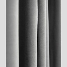 Set draperii din catifea cu rejansa din bumbac tip fagure, Madison, densitate 700 g/ml, Coin gray, 2 buc