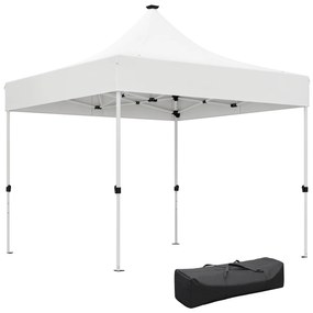 Outsunny Pavilion Pliabil cu Lumină LED, Geantă de Transport și Înălțime Reglabilă, 300x300x340 cm, Alb | Aosom Romania