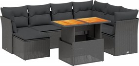 vidaXL Set mobilier de grădină cu perne, 8 piese, negru, poliratan
