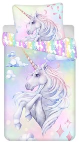 Unicorn Pastel Rainbow set de lenjerie de pat 140×200cm, 70×90 cm