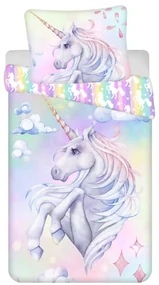 Unicorn Pastel Rainbow set de lenjerie de pat 140×200cm, 70×90 cm