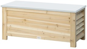 Outsunny Coș de grădină din lemn și capac din metal galvanizat 155L cu pistoane 110 x 50 x 50 cm | Aosom Romania