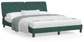 3207932 vidaXL Cadru de pat cu tăblie, verde închis, 160x200 cm, catifea
