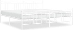vidaXL Cadru de pat metalic cu tăblie de cap/picioare, alb, 193x203 cm