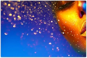 Tablou - Body art, combinație auriu-albastru (90x60 cm)