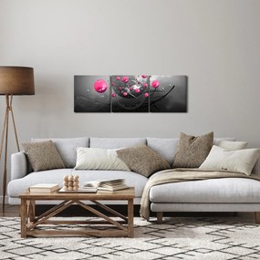 Tabloul cu bile abstracte roz (cu ceas) (90x30 cm)