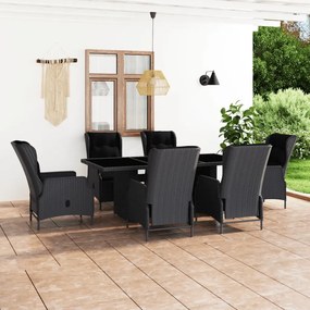 Set mobilier exterior cu perne, 7 piese, gri inchis, poliratan Gri inchis si maro, 7