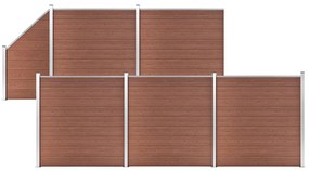 vidaXL Set panouri gard, 5 pătrate + 1 oblic, maro, 965 x 186 cm, WPC