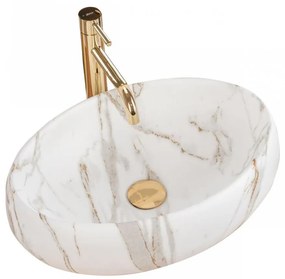 REA-U8568 - Lavoar LINDA pentru blat 34 x 48,5 cm ceramică/decor marmură