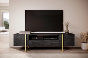 Comodă TV Verica 200 cm cu nișă - cărbune / picioare aurii