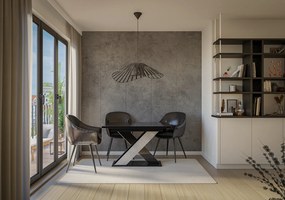 Masă de sufragerie Xalin (negru lucios + piatră) (pentru 4 până la 6 persoane). 1055281
