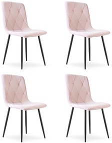 Set 4 Scaune Bucatarie/Dining Fido Catifea Roz Deschis