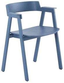 Scaun de dining albastru cu cotiere din lemn de stejar Flip – Gazzda