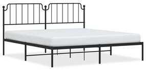 373891 vidaXL Cadru de pat metalic cu tăblie, negru, 180x200 cm