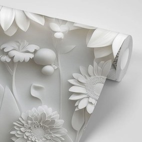 Tapet flori albe 3D