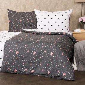 Lenjerie de pat din bumbac 4Home Inimioare, 220 x 200 cm, 2 buc. 70 x 90 cm