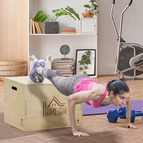 HOMCOM Cutie Pliometrică din Lemn 3 în 1, Îmbunătățește Săriturile, Antrenament Complet, 50/60/76cm Înălțime | Aosom Romania