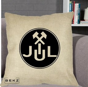 Perna Personalizata JUL Jiul Lupeni Fotbal, 40x40 cm, Crem, Husa Detasabila, Perna Inclusa, BEKZ®