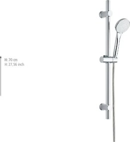 Set de duș argintiu din oțel inoxidabil 70 cm cu duș de mână, cu suport glisant Uno – Allstar