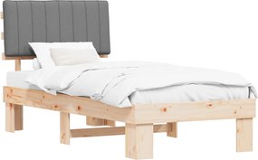 vidaXL Cadru de pat cu tăblie tapițată Gri deschis 90 x 190 cm