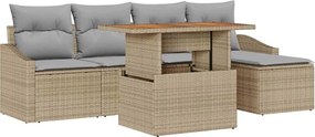 vidaXL Set de canapele pentru grădină 6 pcs Bej Rattan poli