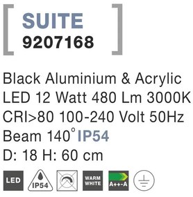 Stalp LED iluminat exterior IP54 SUITE negru H-60cm NVL-9207168
