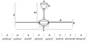 Ventilator de tavan FARO 33349 AOBA d. 180 cm + telecomandă