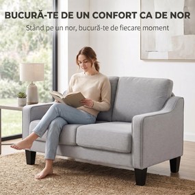 HOMCOM Canapea Compactă cu Arcuri, Gri Deschis | Aosom Romania