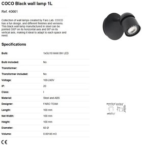 Aplica cu spot directionabil design minimalist COCO neagra