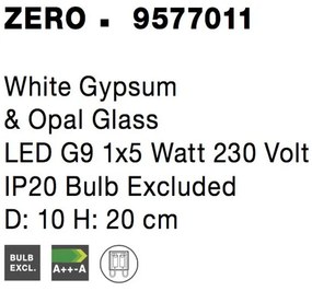 Veioza, lampa de masa design modern ZERO gips alb NVL-9577011