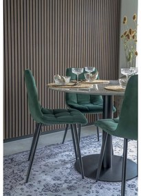 Scaun dining verde din catifea cu picioare negre Middelfart