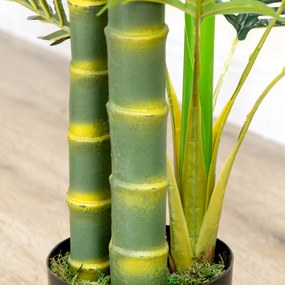 HOMCOM Plantă Artificială, palmier artificial, inclusiv ghiveci; 19,5 cm x 19,5 cm x 150 cm, Verde + Negru | Aosom Romania