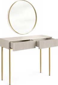 Masa de toaletă cu oglindă aurie Nicole 80 cm - cașmir / picioare aurii