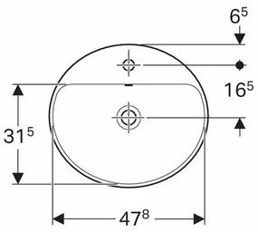 Lavoar semiincastrat Geberit Variform oval cu preaplin 50x45 cm