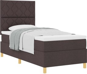 vidaXL Pat cu arcuri cu saltea Maro închis 100 x 200 cm țesătură