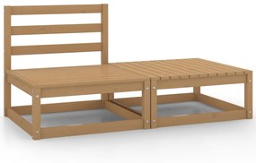 Set mobilier de gradina, 2 piese, maro miere, lemn masiv de pin maro miere, Canapea de mijloc + suport pentru picioare, 1