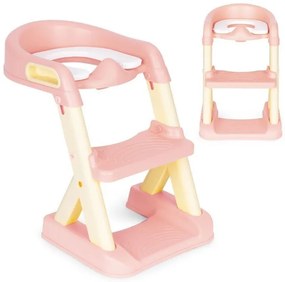 Scaun de toaletă cu trepte și scară roz