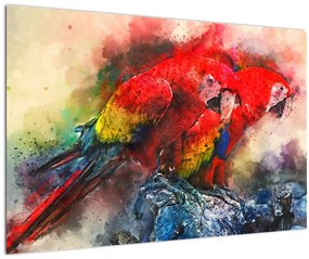 Tablou - Papagali roșii ara (90x60 cm)