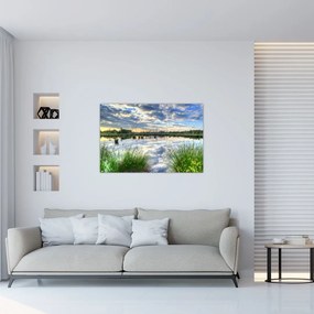 Tablou cu lac și trestie (90x60 cm)