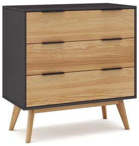 Comodă negru/natural înaltă din lemn de pin 80x83 cm Lavis – Marckeric