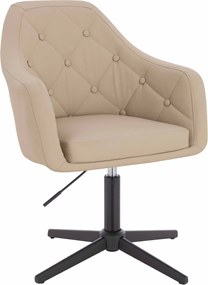 HR831CROSS Scaun Crem Piele Ecologica Premium Soft cu Bază Neagră